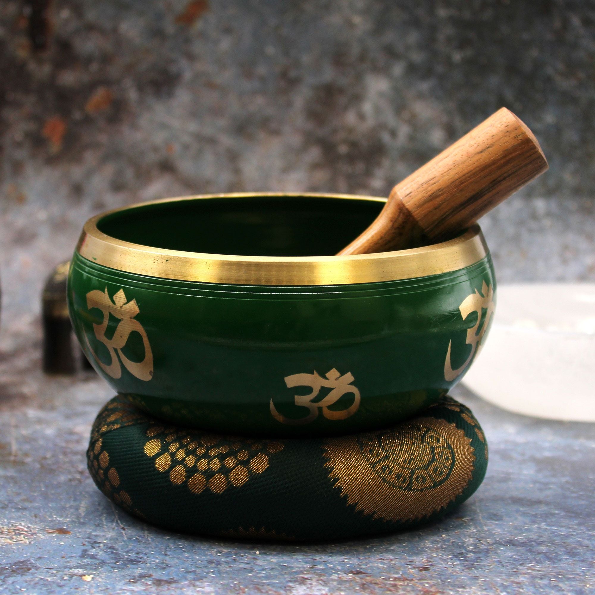 Set Bol Tibétain Coffret – Arbre de Vie – Vert – 14 cm