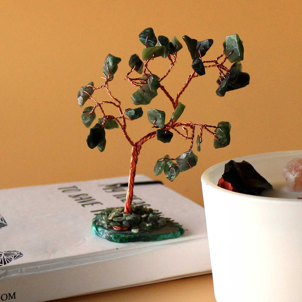 Arbre de Gemmes – Aventurine Verte sur base en Agate Verte