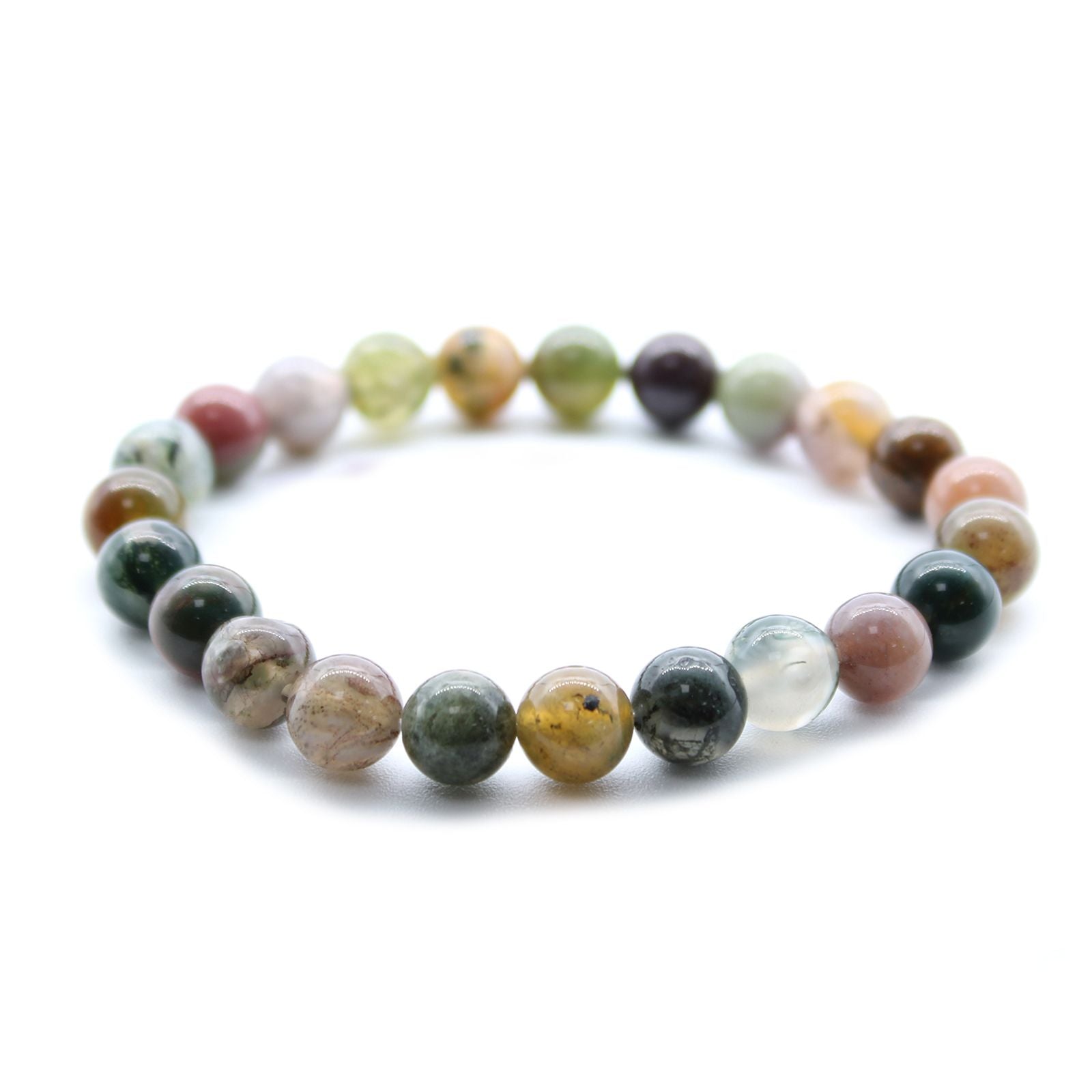 Bracelet Mala – Agate Mousse – Pierres Rondes