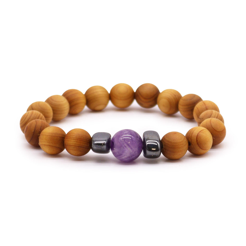 Bracelet Chakra du Troisième Œil – Cèdre & Améthyste