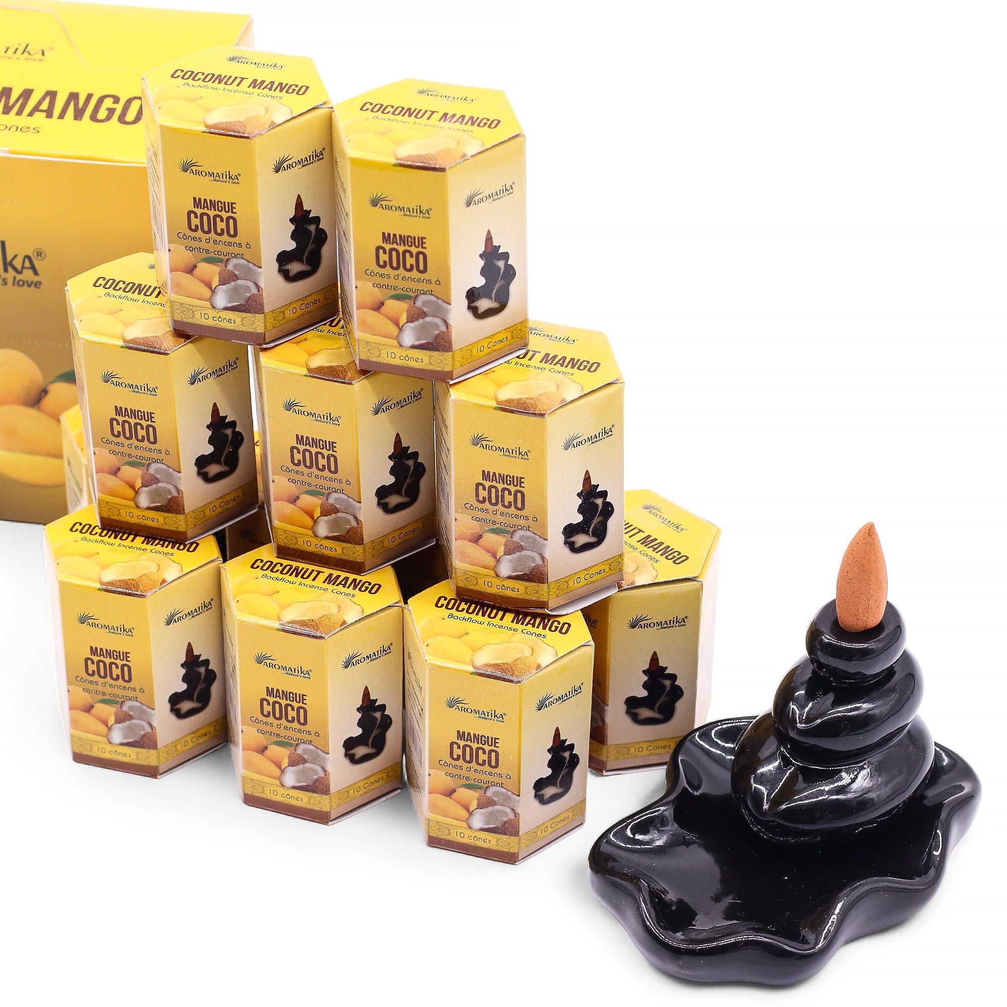 Encens Backflow Masala – Noix de Coco & Mangue (10 cônes)