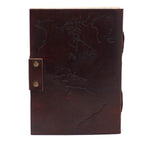Carnet en Cuir – Carte du Monde Gravée – 18×13 cm