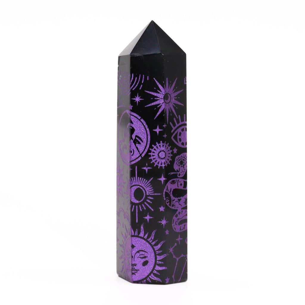 Pointe d'Obsidienne Noire – Reflets Violet Mystique – 9 cm