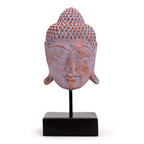Grande Tête de Bouddha Sérénité sur Support – Bleu Cuivré