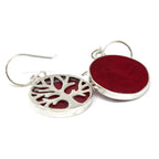 Boucles d'Oreilles Arbre de Vie en Argent 925 – Effet Corail – 15 mm