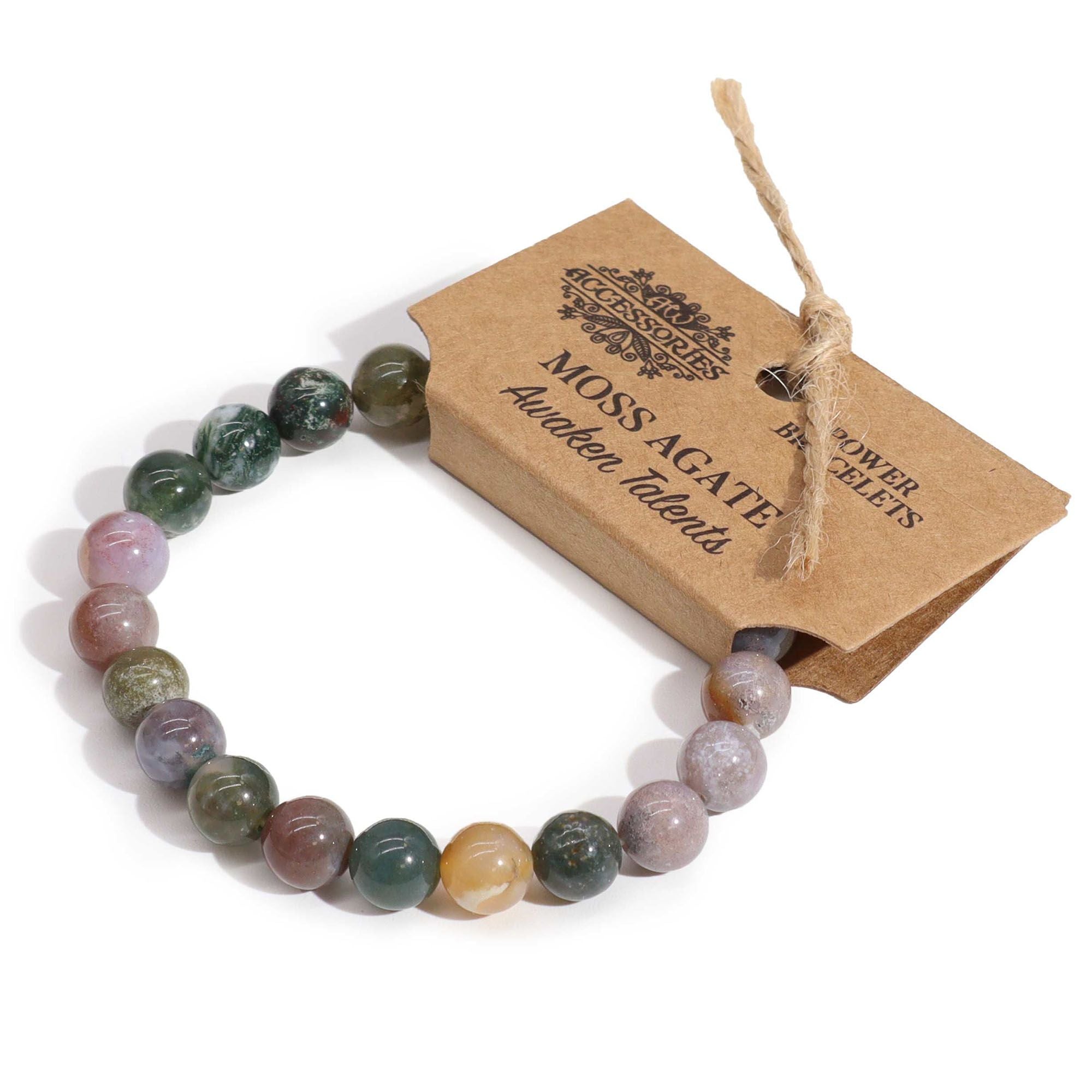 Bracelet Mala – Agate Mousse – Pierres Rondes