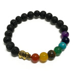 Bracelet en Pierre de Lave – Éléphant & Chakras