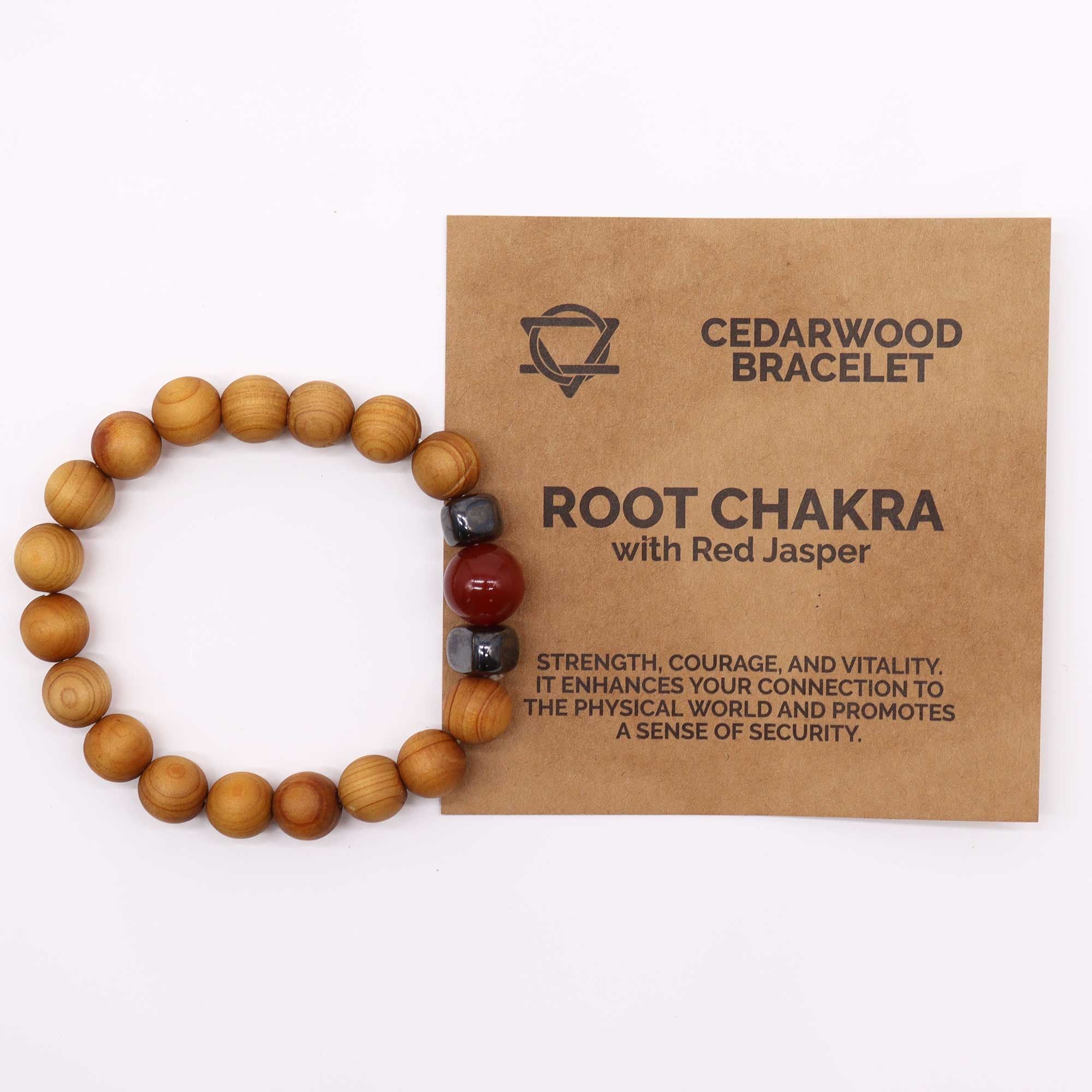 Bracelet Chakra Racine – Cèdre & Jaspe Rouge
