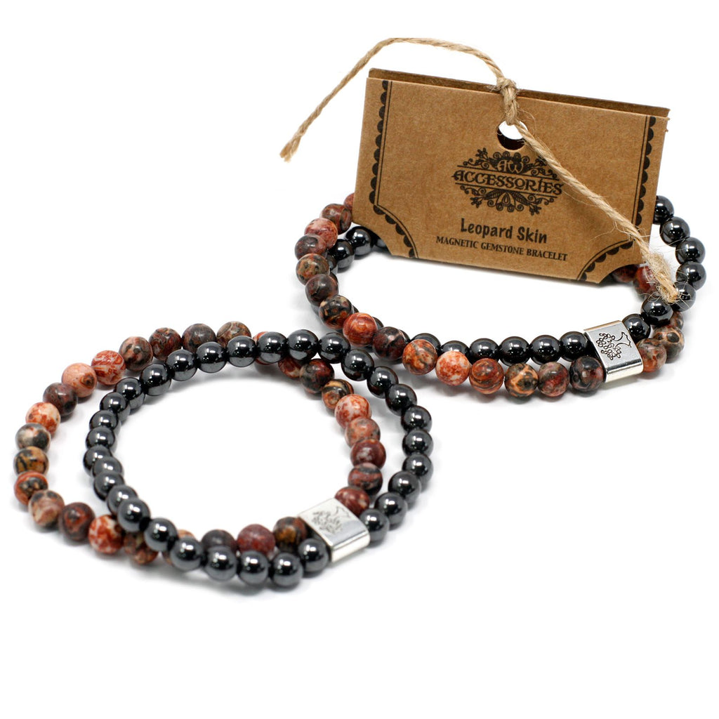 Bracelet Magnétique en Gemmes – Jaspe Léopard