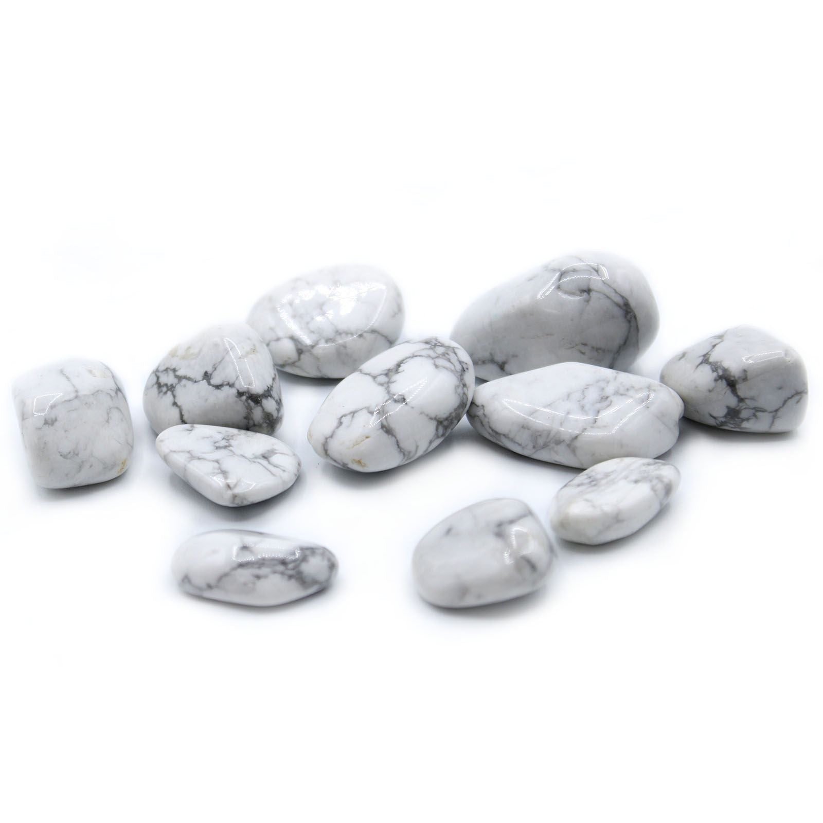 Sachet de 24 Grosses Pierres Roulées – Howlite Blanche