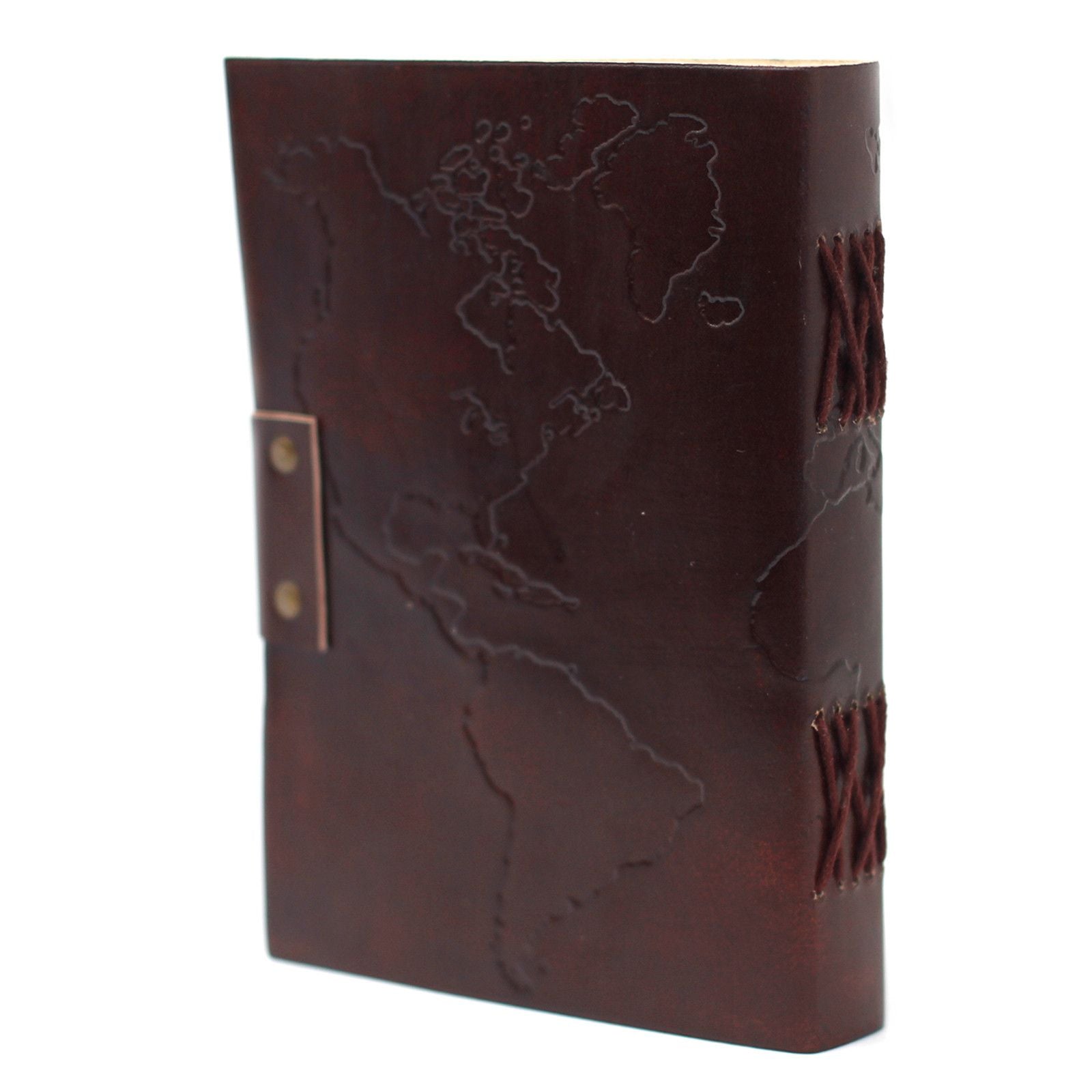 Carnet en Cuir – Carte du Monde Gravée – 18×13 cm