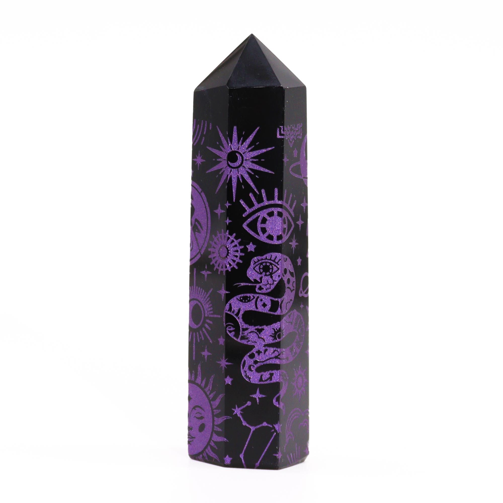 Pointe d'Obsidienne Noire – Reflets Violet Mystique – 9 cm
