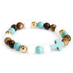 Bracelet Boho Bling – Croix Turquoise sur Perles Royales