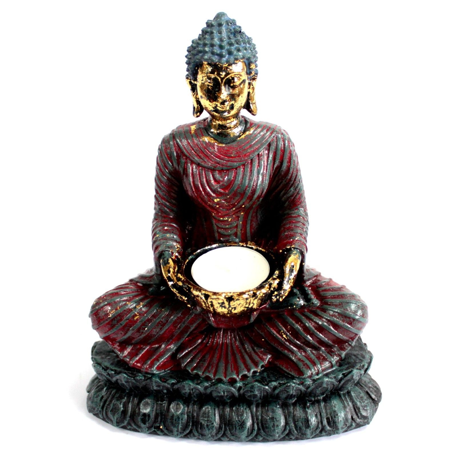 Statue Bouddha Antique – Porte-Bougie Dévotionnel (chauffe-plat)