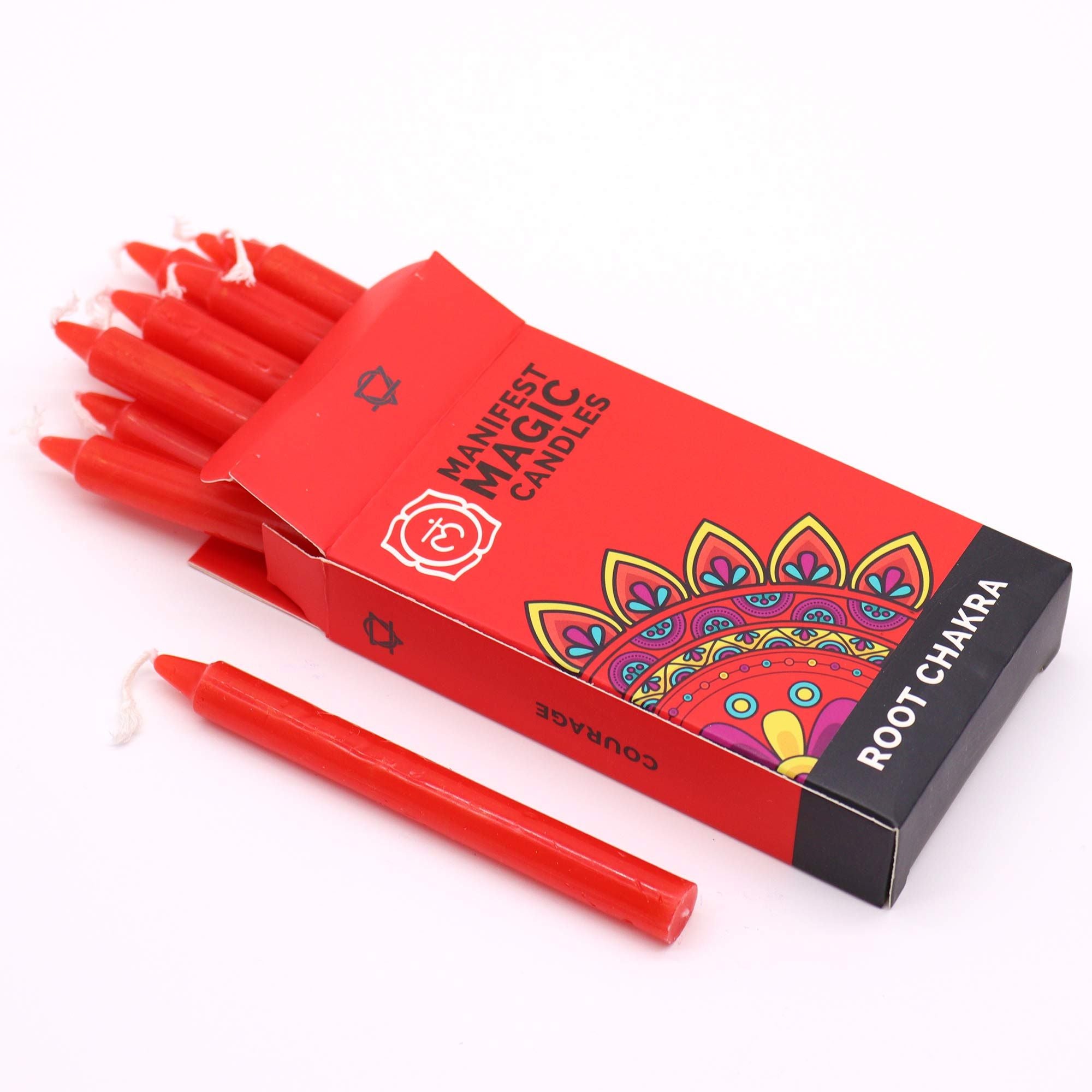 Bougies de Manifestation – Rouge – Chakra Racine (pack de 12)