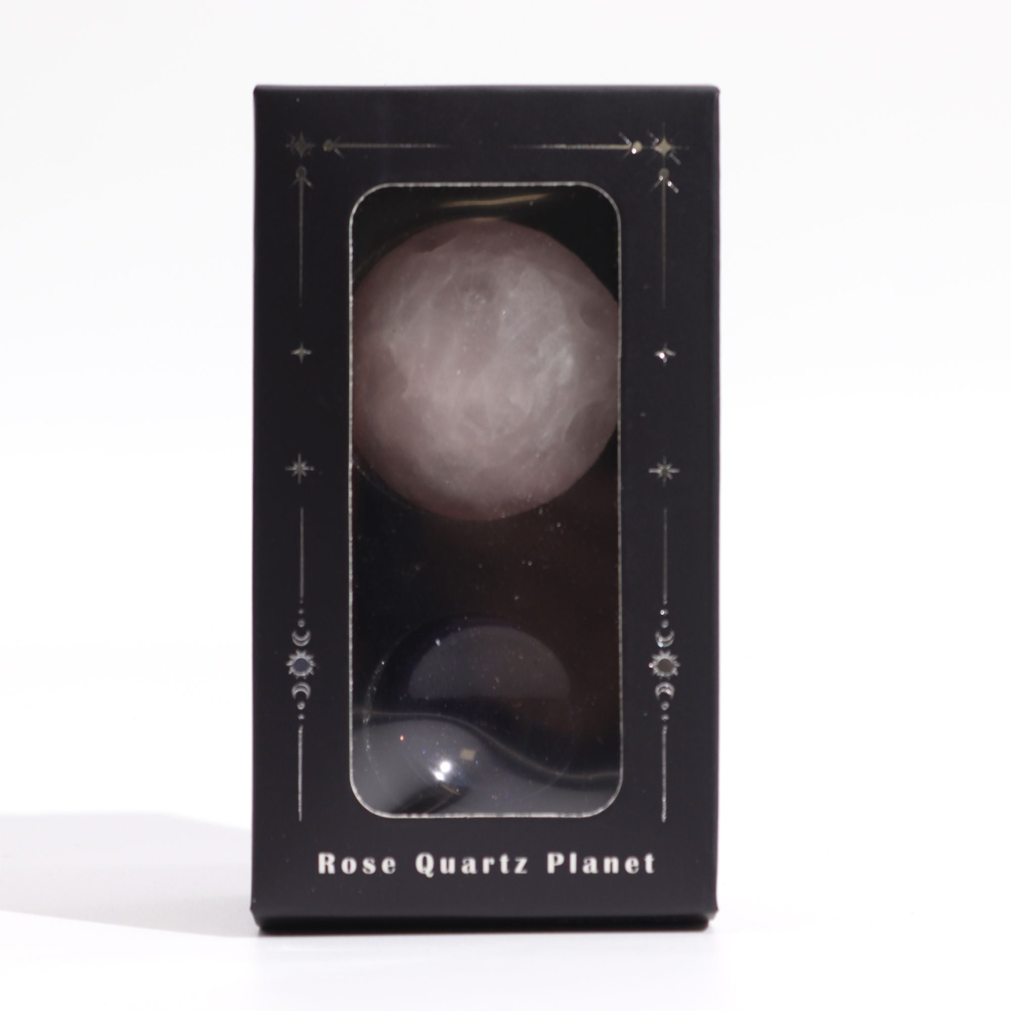 Sphère Quartz Rose – Planète Vénus – Sur Socle Solis Goldstone – 40 mm