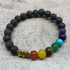 Bracelet en Pierre de Lave – Éléphant & Chakras