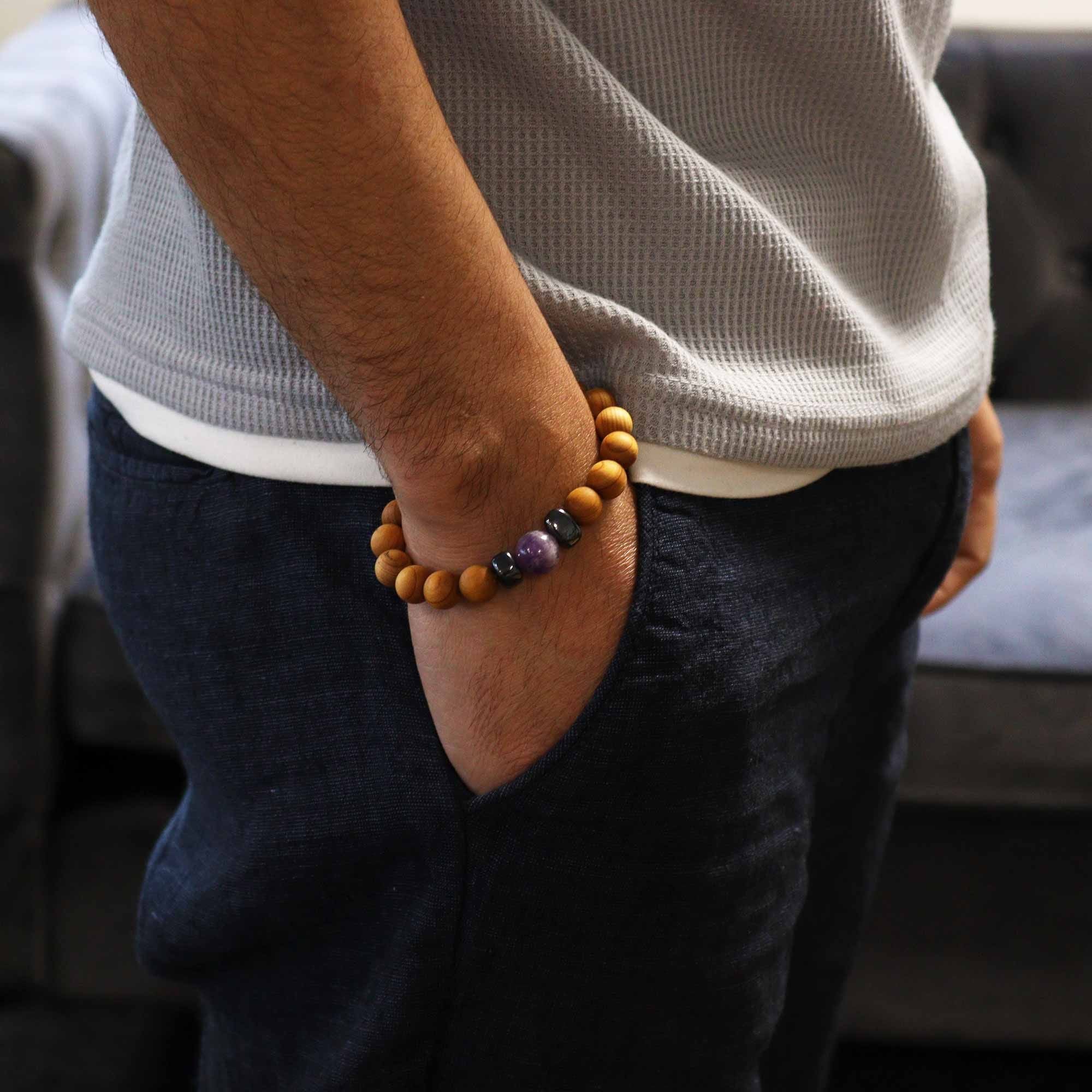 Bracelet Chakra du Troisième Œil – Cèdre & Améthyste