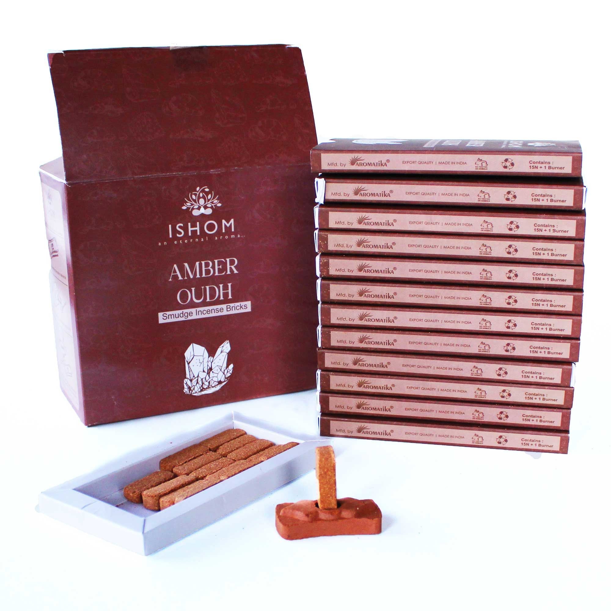 Set de 15 Briques d'Encens Naturel et Brûleur – Bois d'Ambre