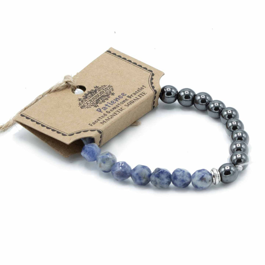 Bracelet Pierres Facettées – Sodalite (Fermoir Magnétique)