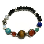 Bracelet en Pierre de Lave – Système Solaire Argenté