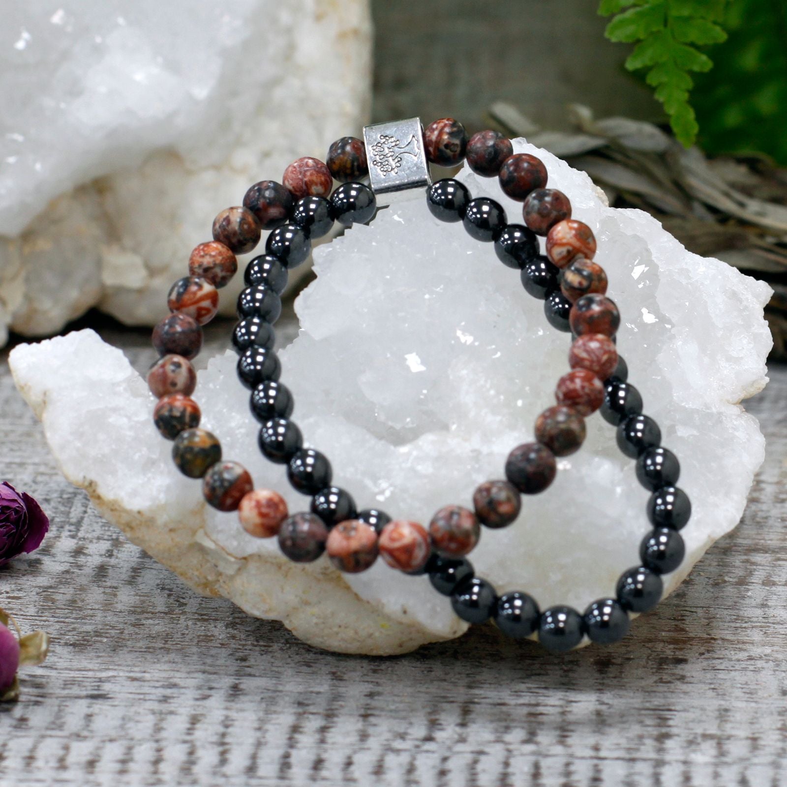 Bracelet Magnétique en Gemmes – Jaspe Léopard