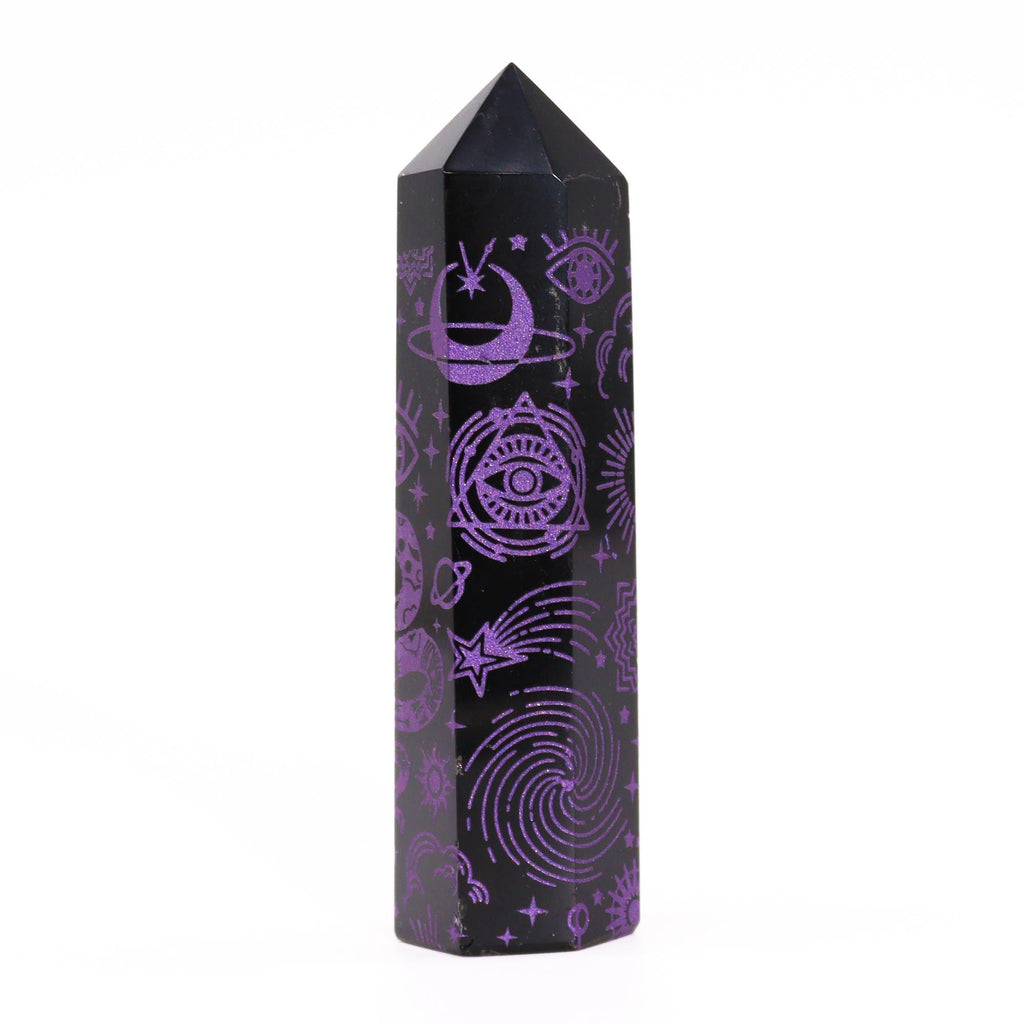 Pointe d'Obsidienne Noire – Reflets Violet Mystique – 9 cm
