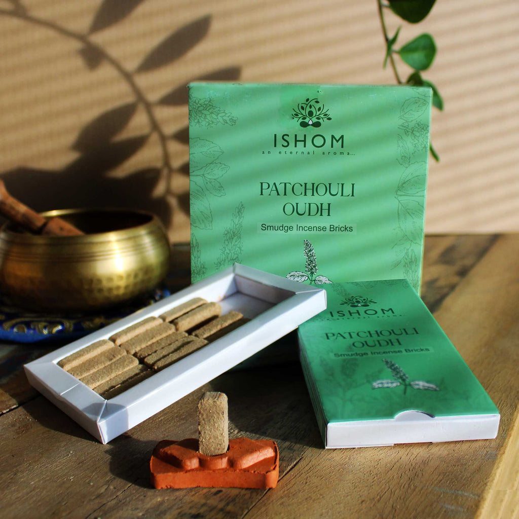 Set de 15 Briques d'Encens Naturel et Brûleur – Patchouli