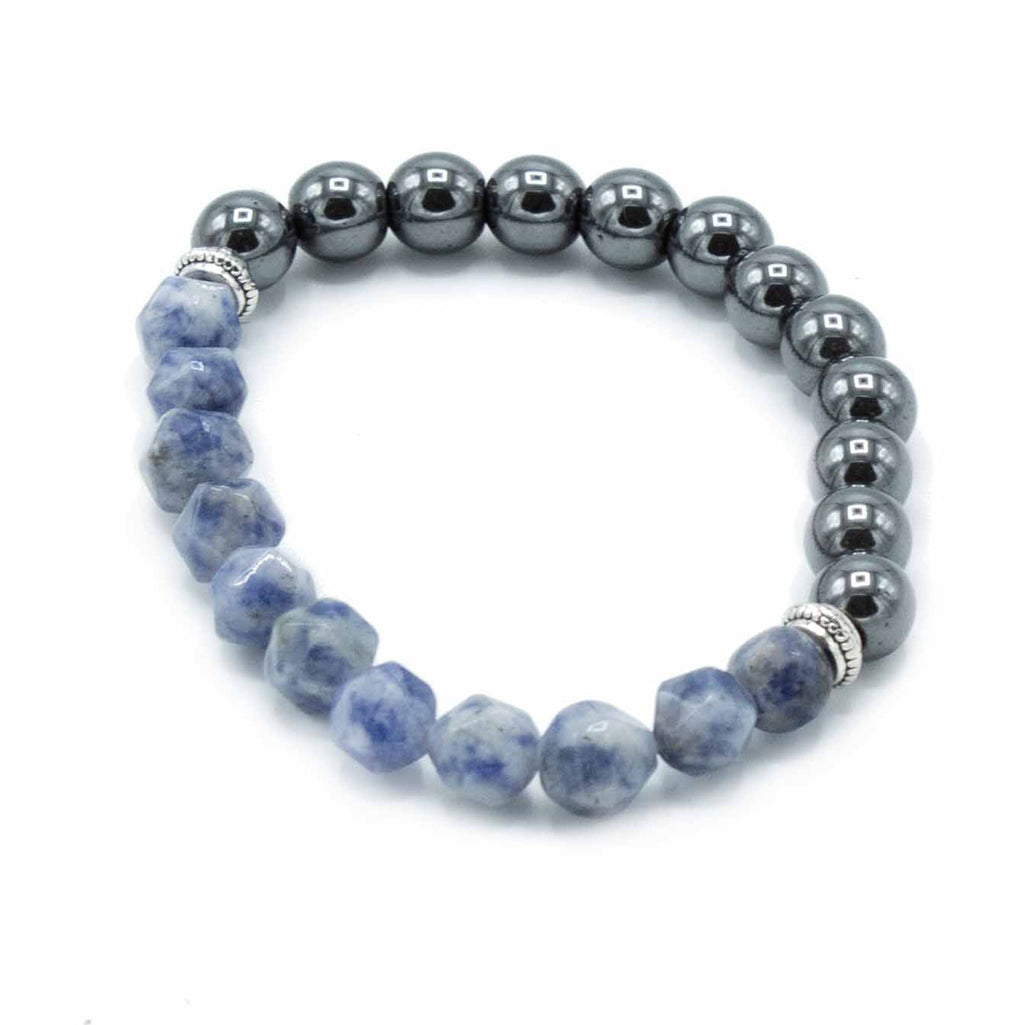Bracelet Pierres Facettées – Sodalite (Fermoir Magnétique)