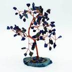 Grand Arbre de Gemmes – Sodalite sur base en Agate Bleue – 100 Pierres