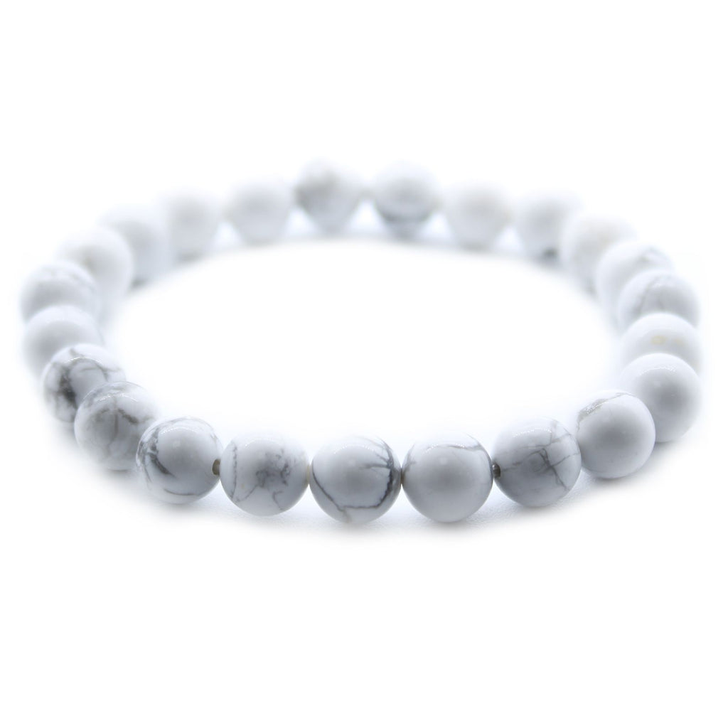 Bracelet Mala – Jaspe Blanc – Pierres Rondes