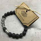Bracelet en Pierre de Lave – Feuille & Turquoise