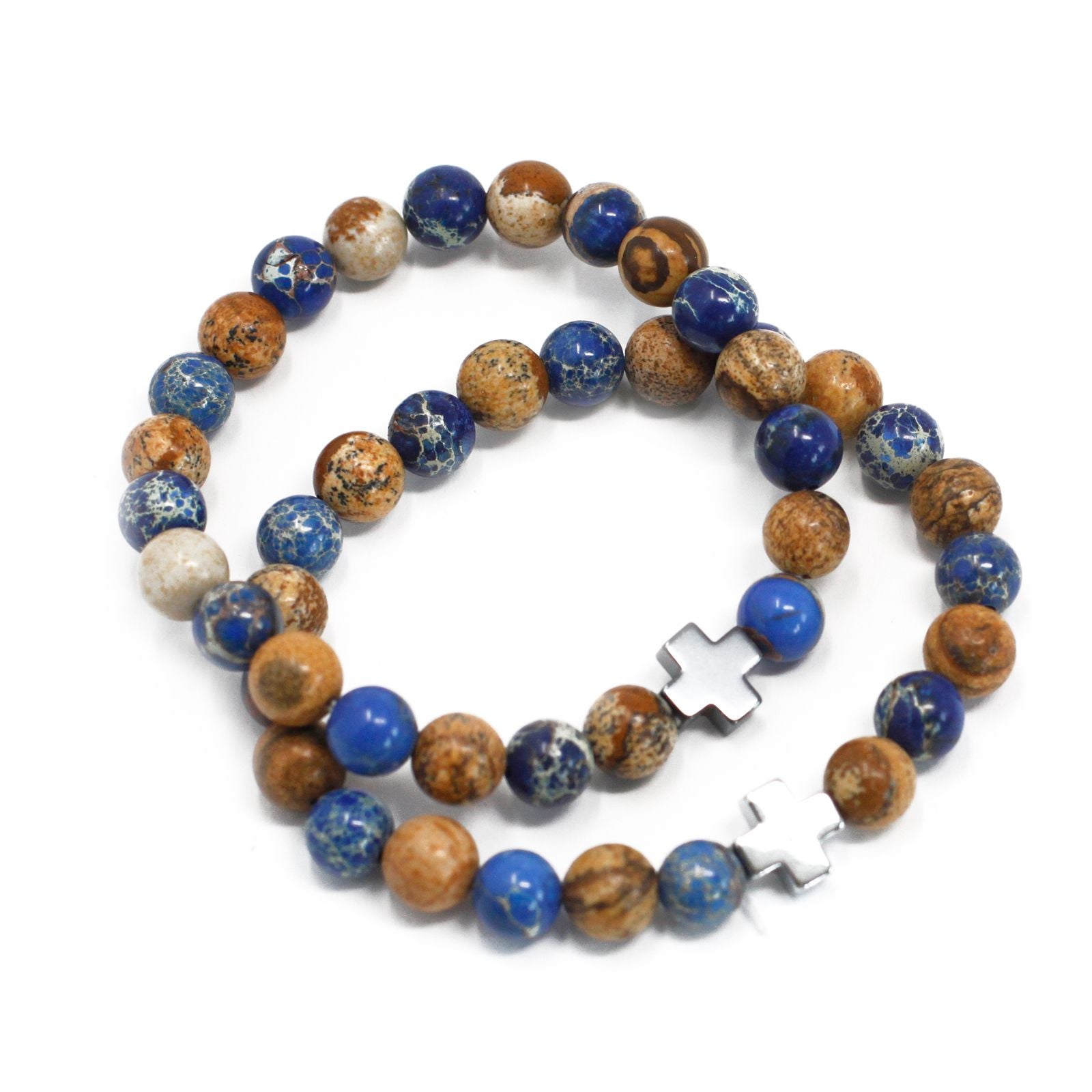 Set de 2 Bracelets de Soutien – Sodalite & Pierre de Paysage