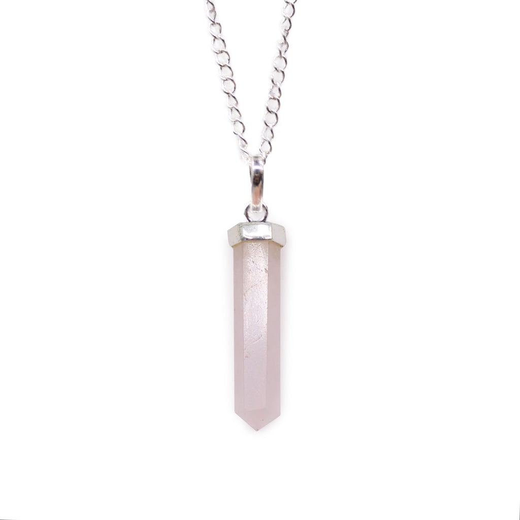 Pendentif Pointe – Quartz Rose (Grand Format)