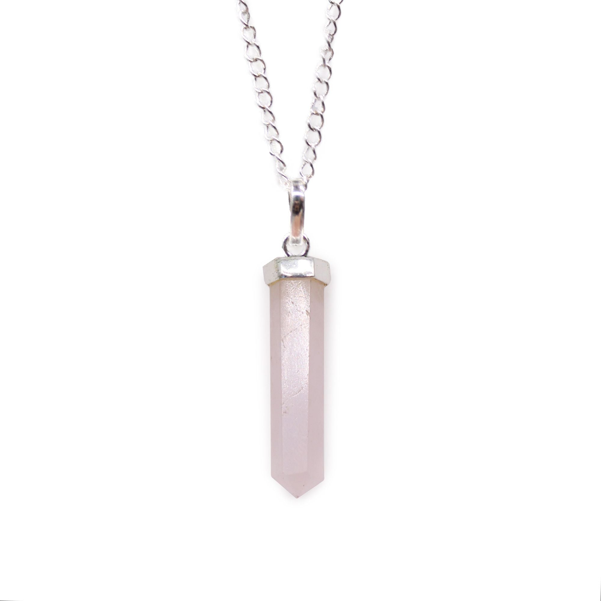 Pendentif Pointe – Quartz Rose (Grand Format)