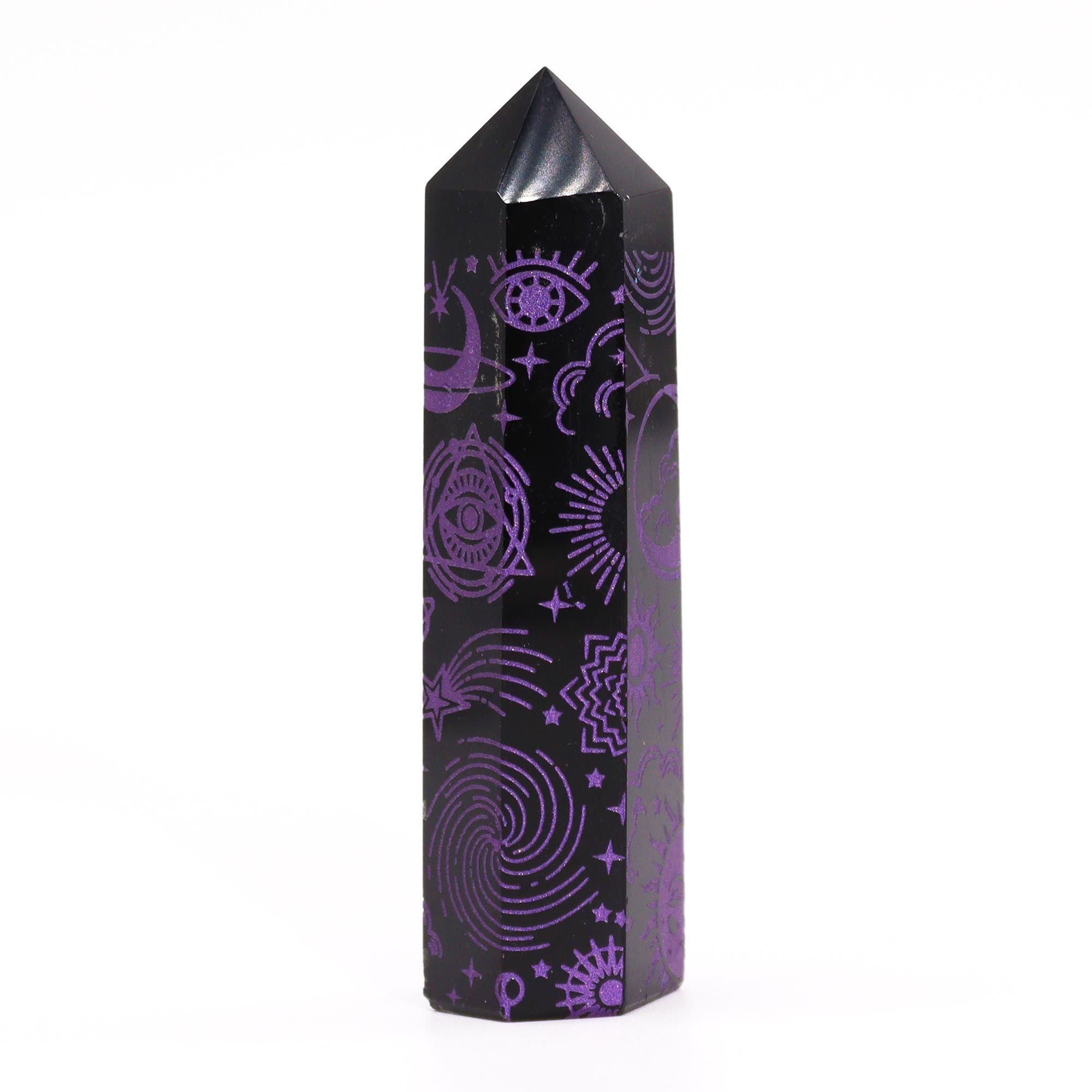 Pointe d'Obsidienne Noire – Reflets Violet Mystique – 9 cm