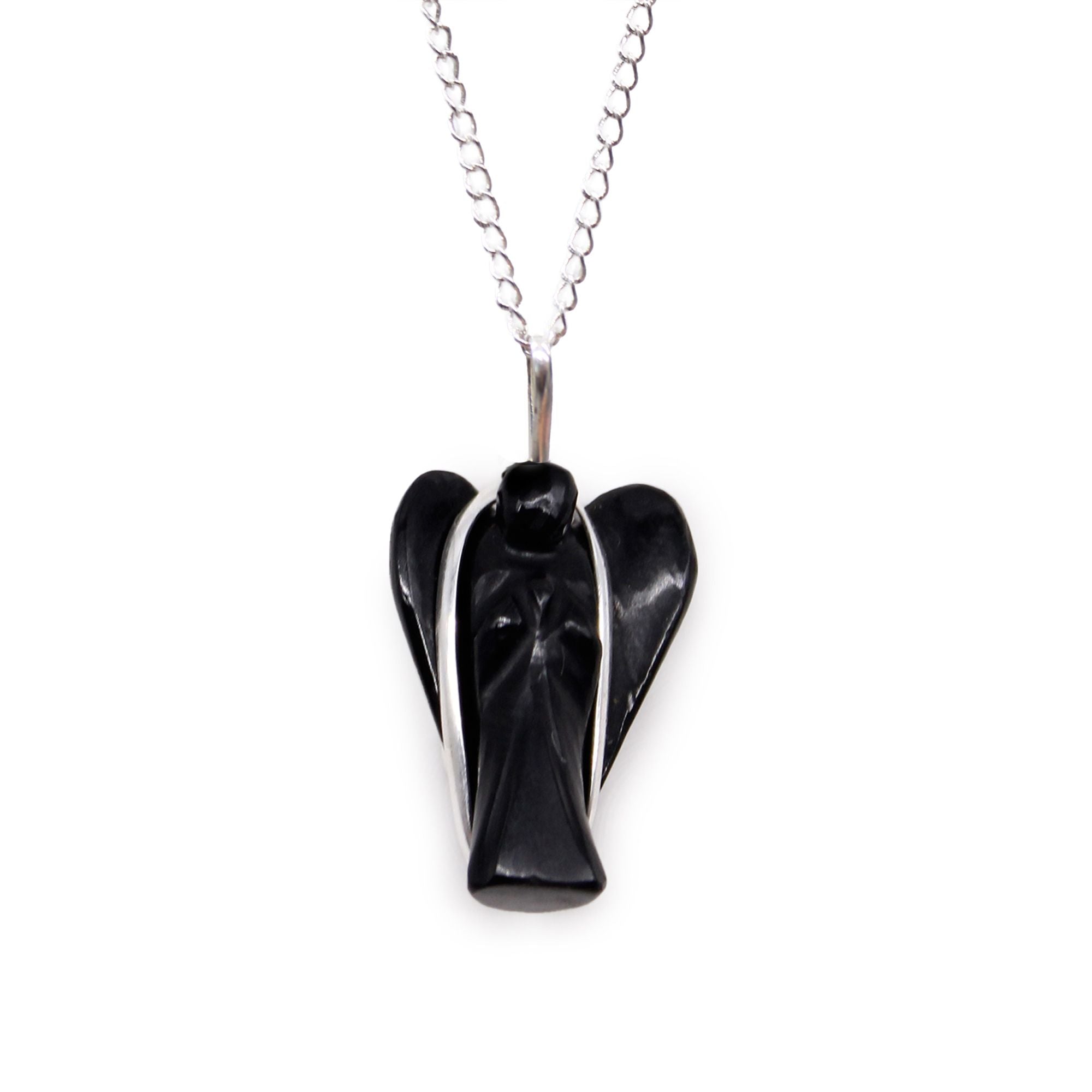 Pendentif Ange Gardien – Agate Noire
