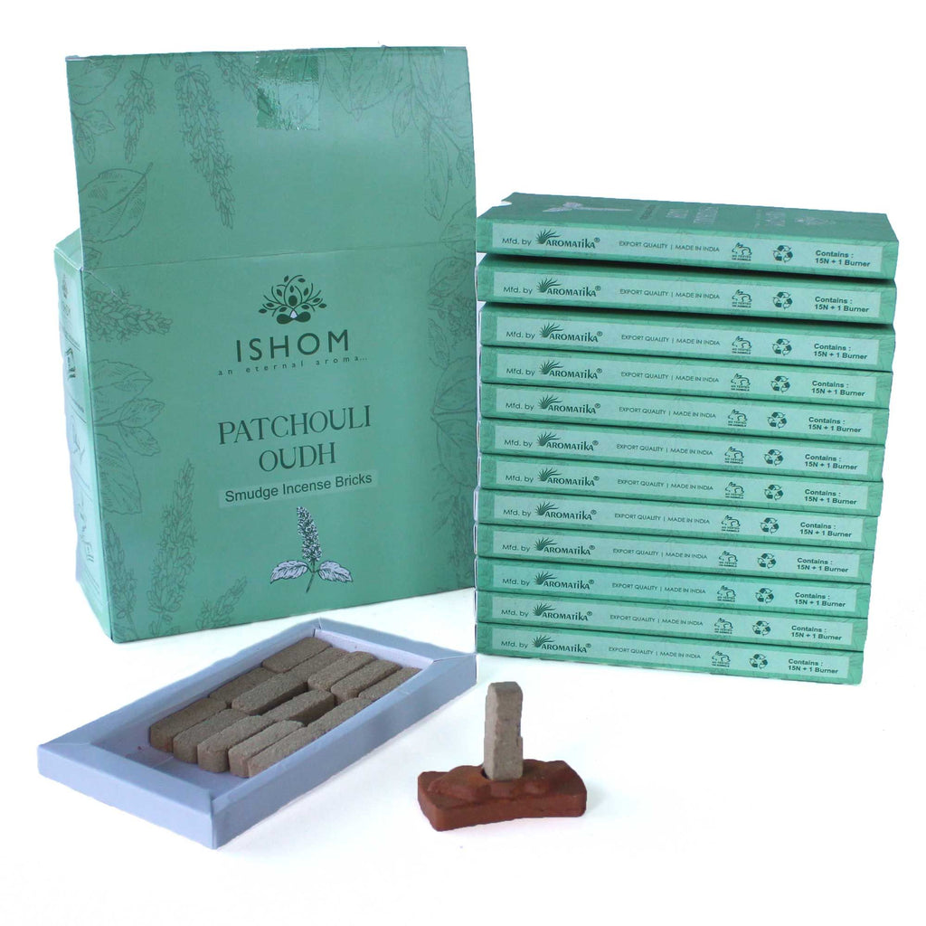 Set de 15 Briques d'Encens Naturel et Brûleur – Patchouli