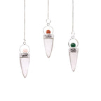 Pendule Cône en Cristal de Roche & Anneau Argenté