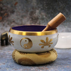 Set Bol Tibétain Coffret – Yin & Yang – Blanc/Violet – 14 cm