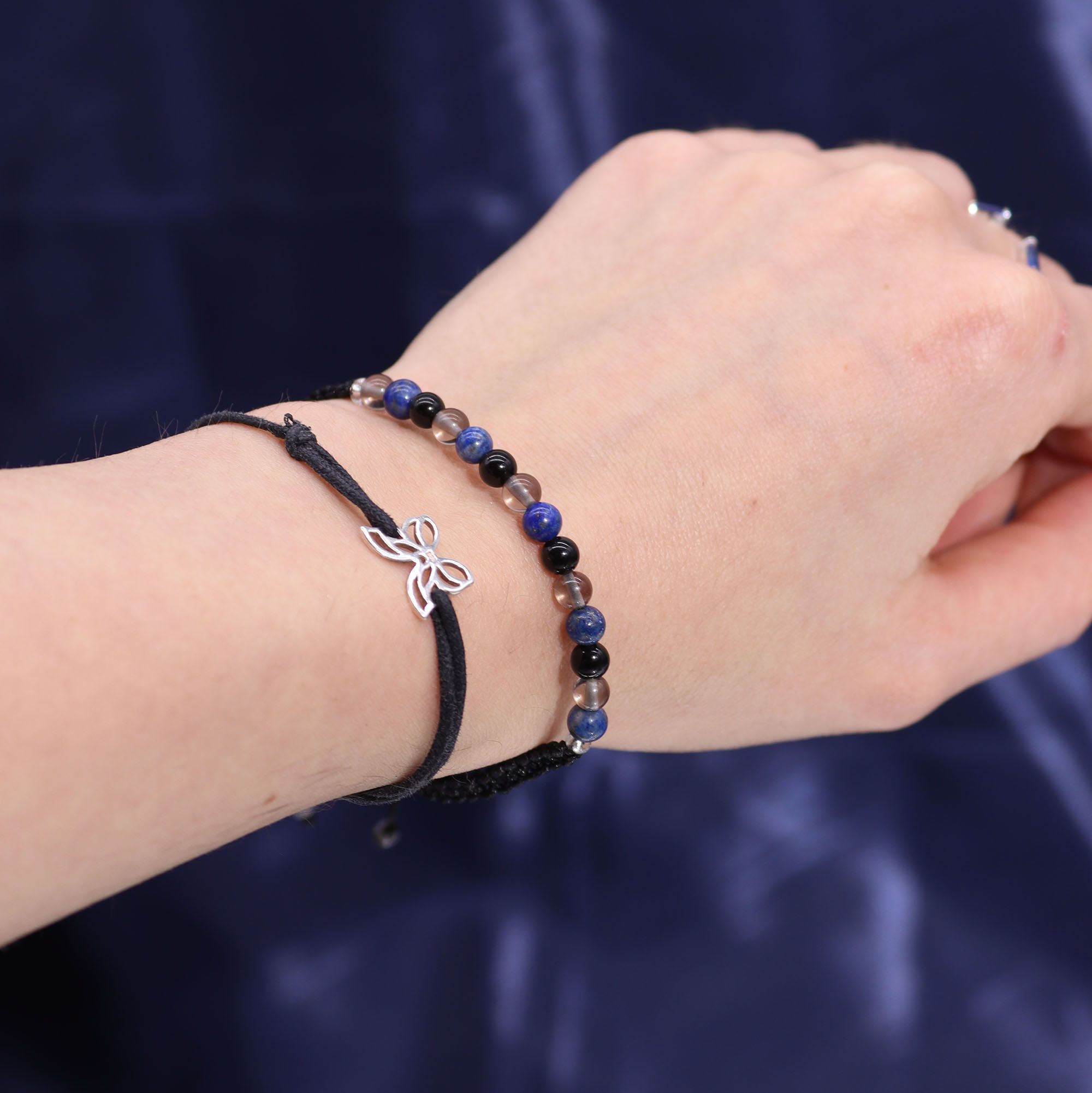 Coffret Zodiaque Scorpion – Bougie Cristal & Bracelet en Pierres – Quartz Fumé, Lapis-Lazuli & Obsidienne Noire
