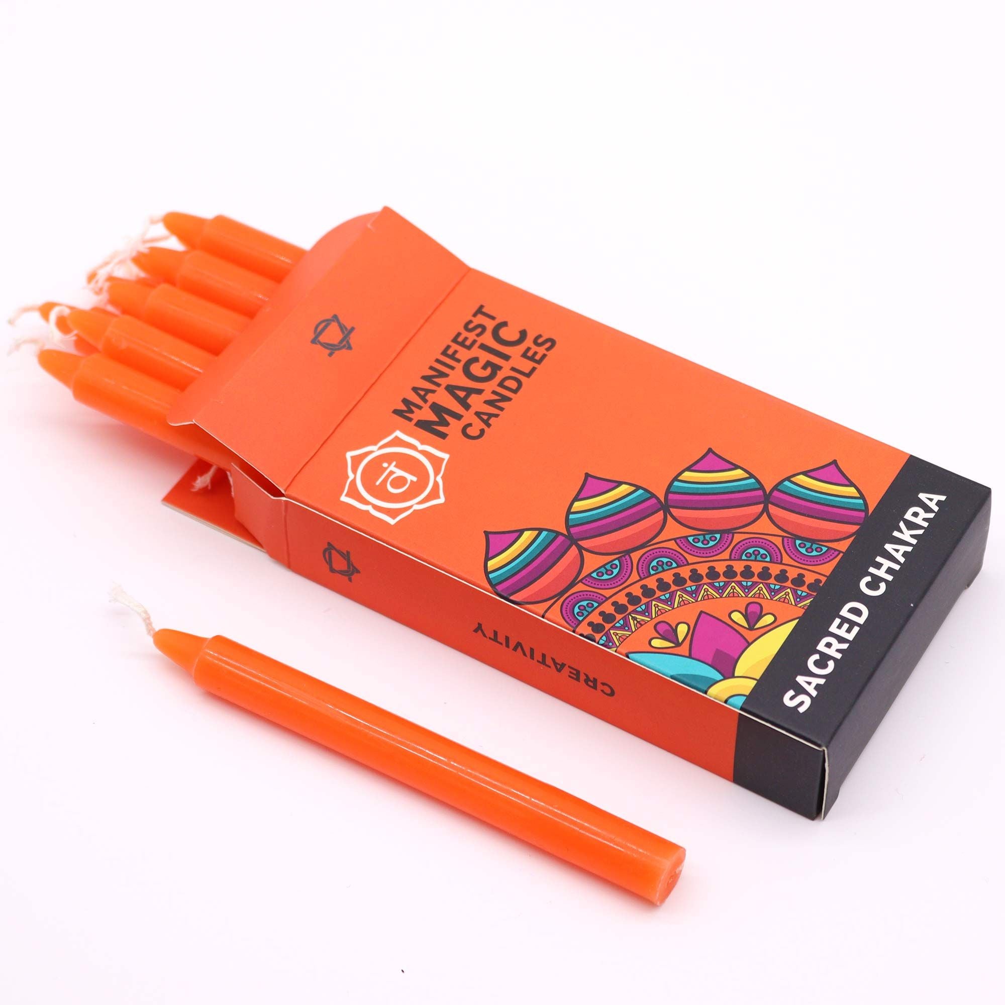 Bougies de Manifestation – Orange – Chakra Sacré (pack de 12)