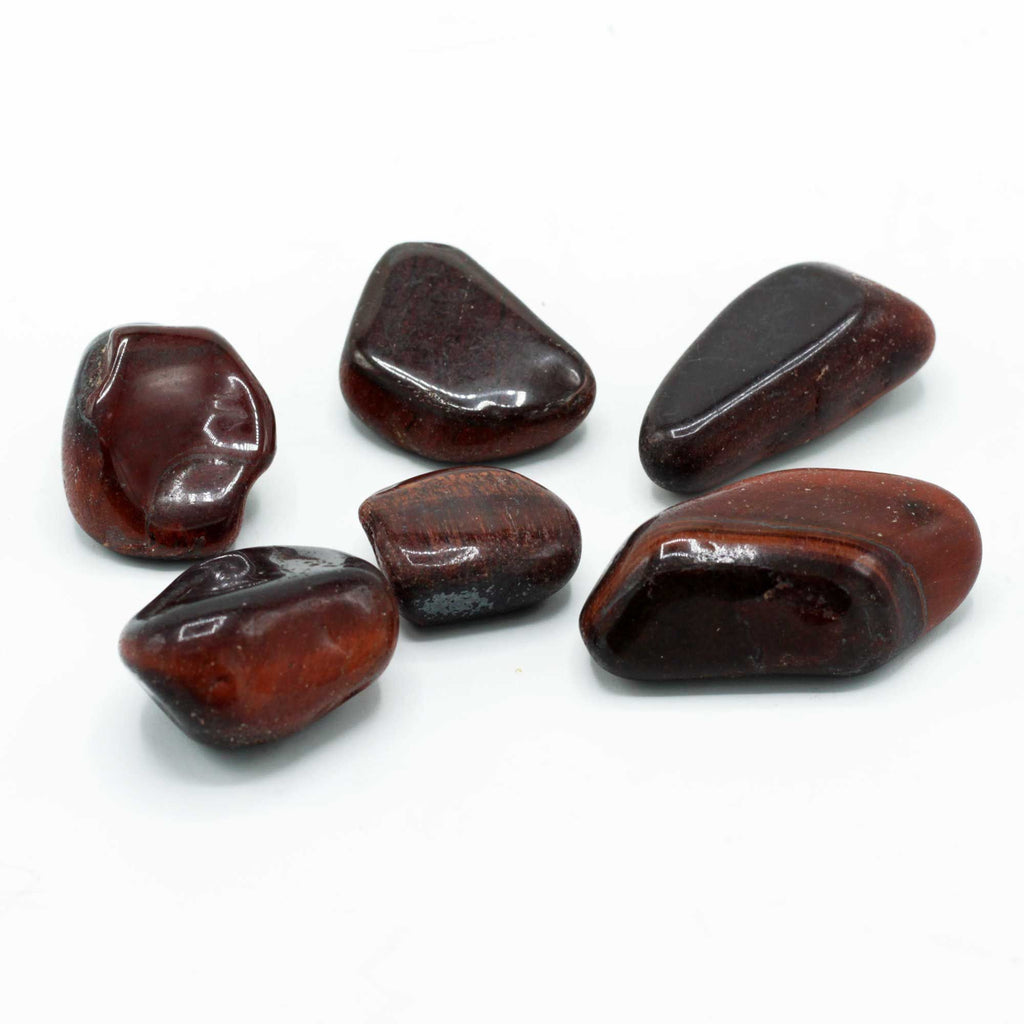 Lot de 6 Grosses Pierres Roulées – Œil de Tigre Rouge (Afrique)