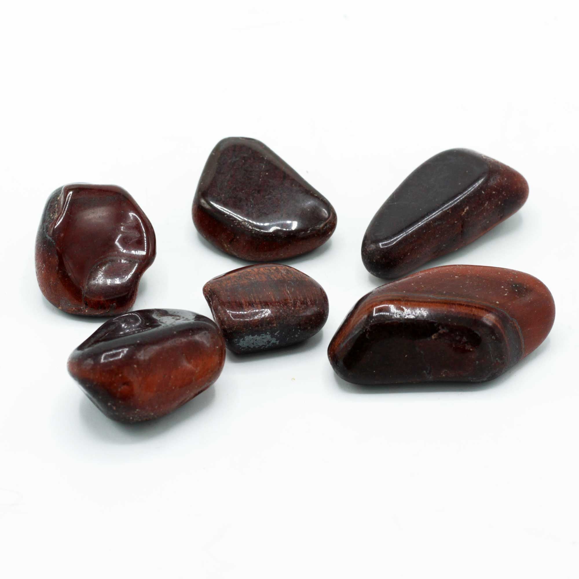 Lot de 6 Grosses Pierres Roulées – Œil de Tigre Rouge (Afrique)