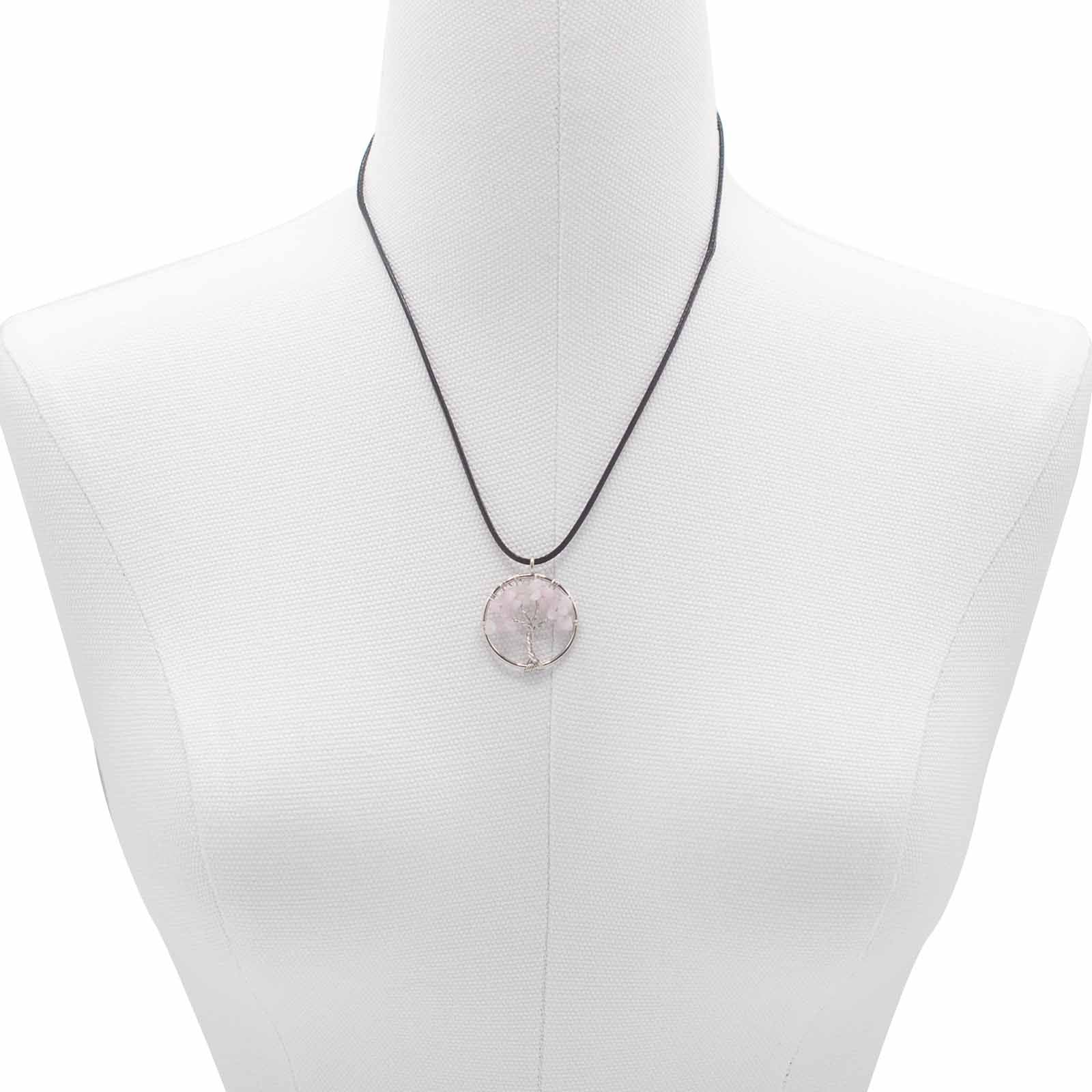 Collier Arbre de Vie – Feuillage de Quartz Rose
