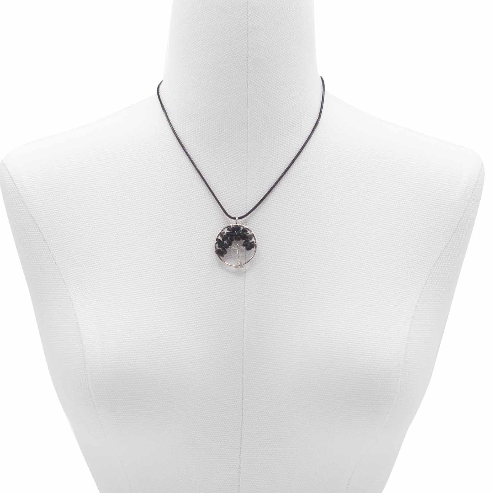 Collier Arbre de Vie – Feuillage d’Agate Noire