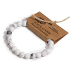 Bracelet Mala – Jaspe Blanc – Pierres Rondes