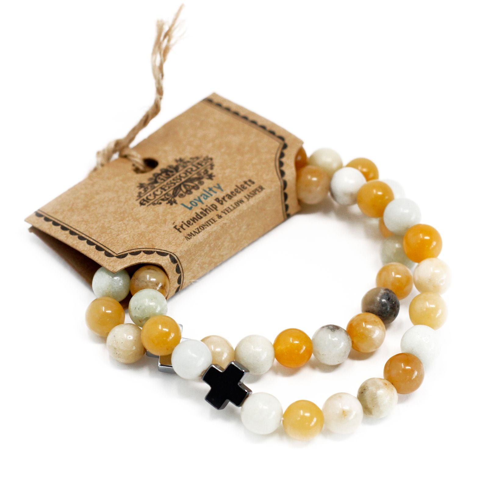 Set de 2 Bracelets d'Amitié – Loyauté – Amazonite & Jaspe Jaune