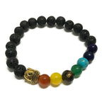Bracelet en Pierre de Lave – Bouddha & Chakras