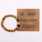 Bracelet Jonc en Bois de Cèdre – Chakra Couronne – Quartz Blanc